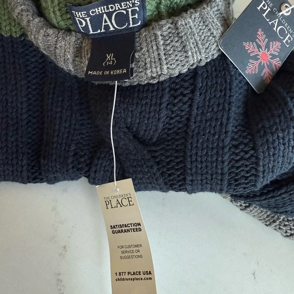 The Children's Place Navy and Olive Crewneck Sweater - Picture 8 of 8
